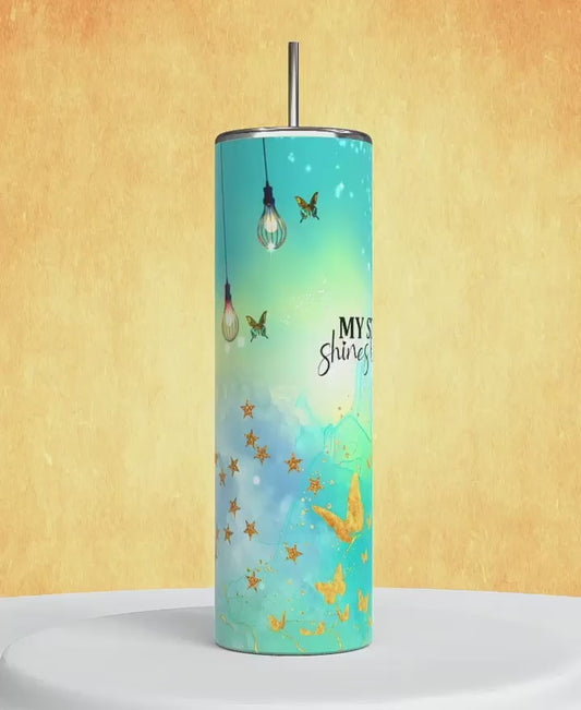 My Star Shines Bright- Digital tumbler wrap for 20 oz skinny straight tumbler