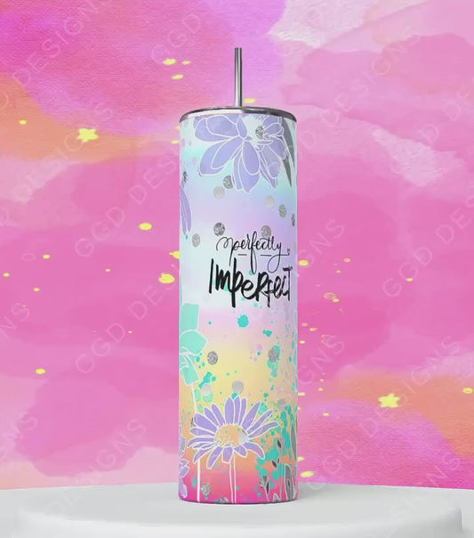 Perfectly Imperfect Lavender and Mint Flowers -   Digital tumbler wrap for 20 oz skinny straight tumbler