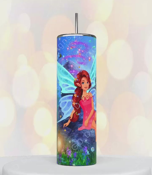 Fairy on a Rock-   Digital tumbler wrap for 20 oz skinny straight tumbler