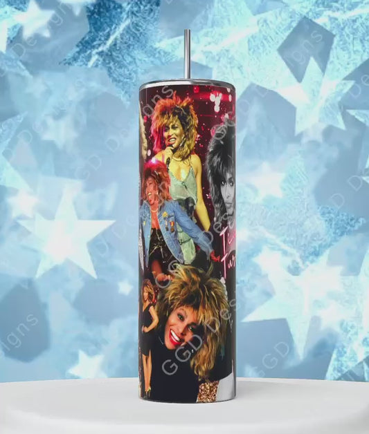 Tina Turner-   Digital tumbler wrap for 20 oz skinny straight tumbler