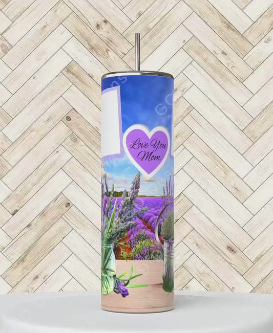 I Love You Mom Lavender -   Digital tumbler wrap for 20 oz skinny straight tumbler