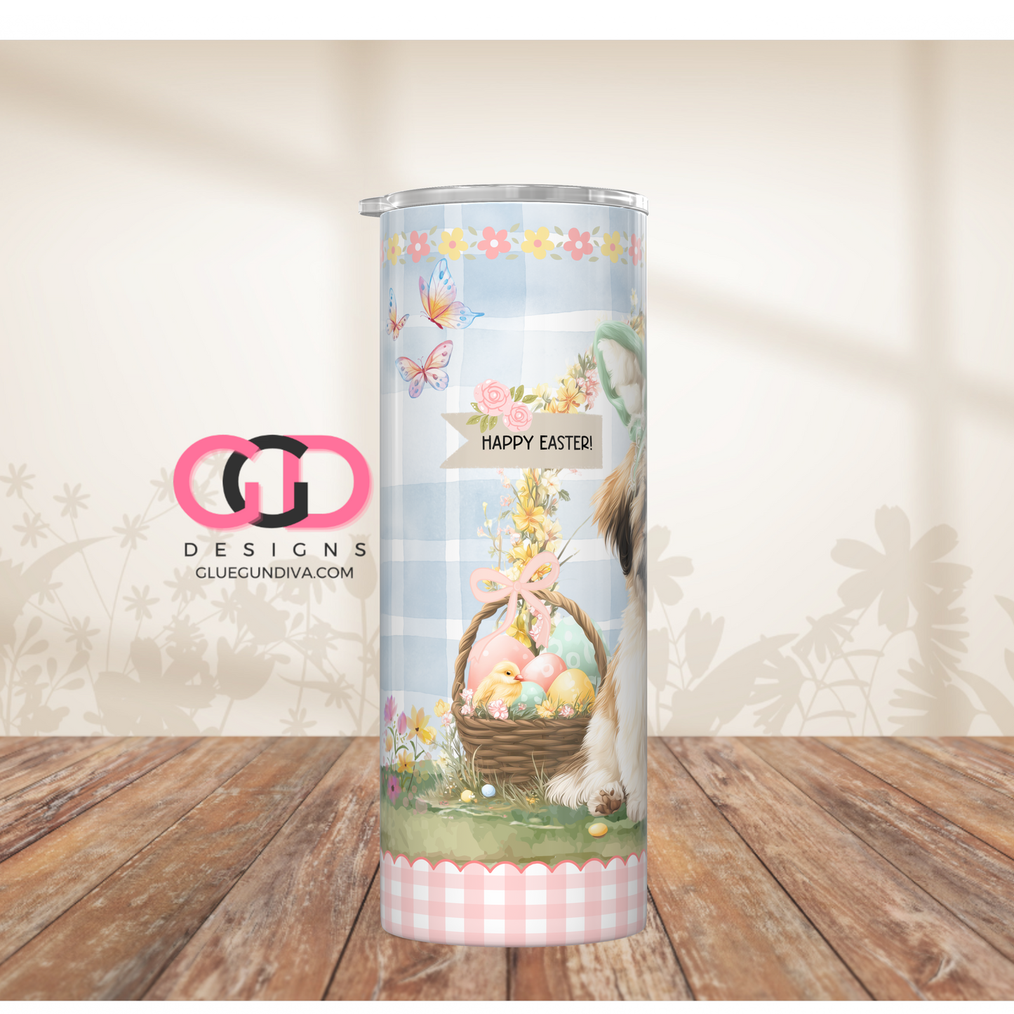 Shih Tzu Easter Puppy  -  Digital tumbler wrap for 20 oz skinny straight tumbler