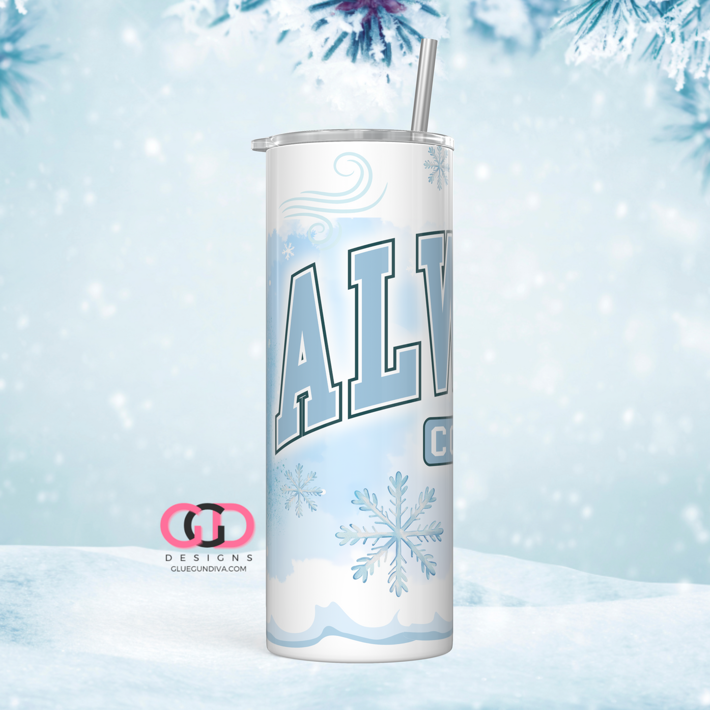 Always Cold -  Digital tumbler wrap for 20 oz skinny straight tumbler