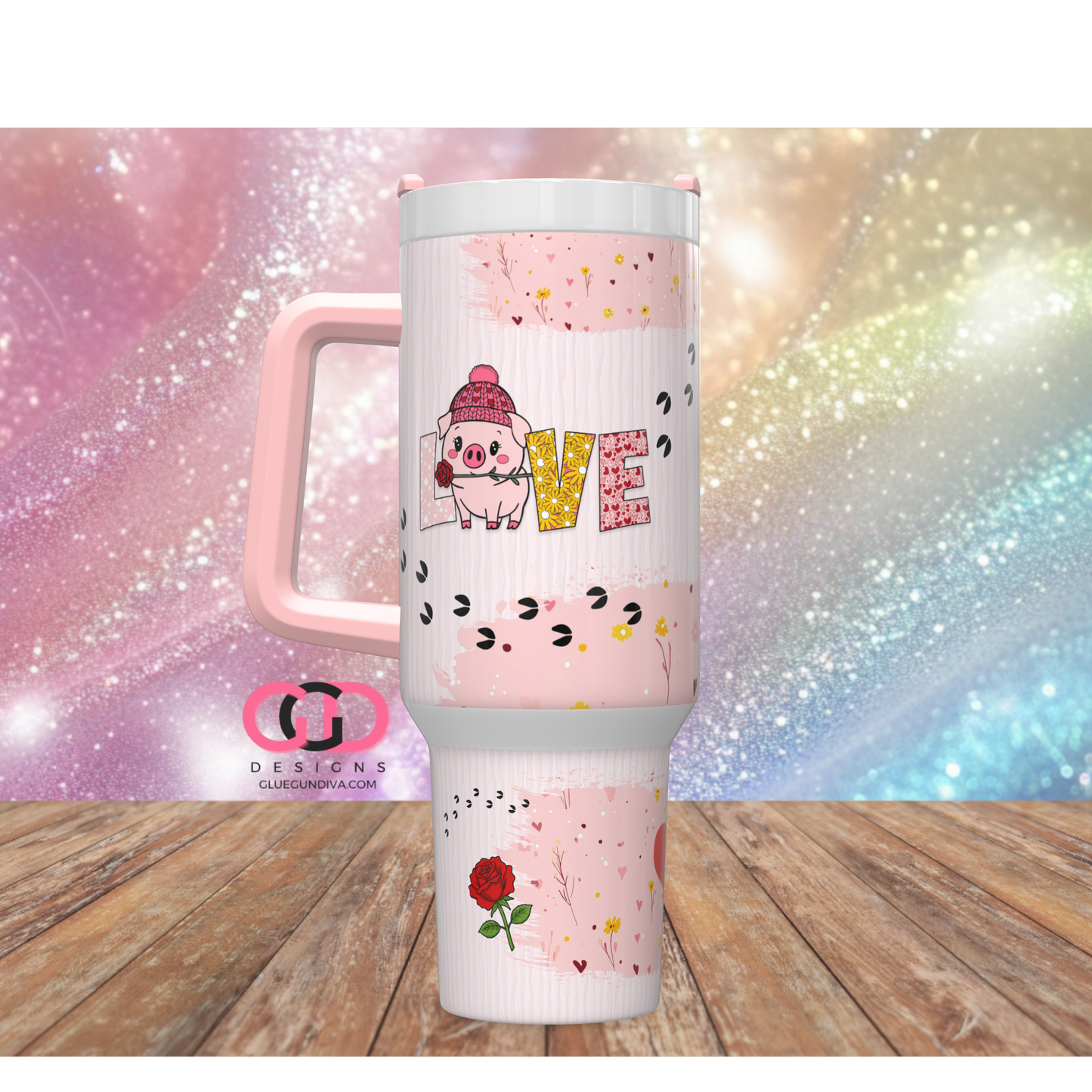 Piggy Love -   Digital tumbler wrap for 40 oz tumbler