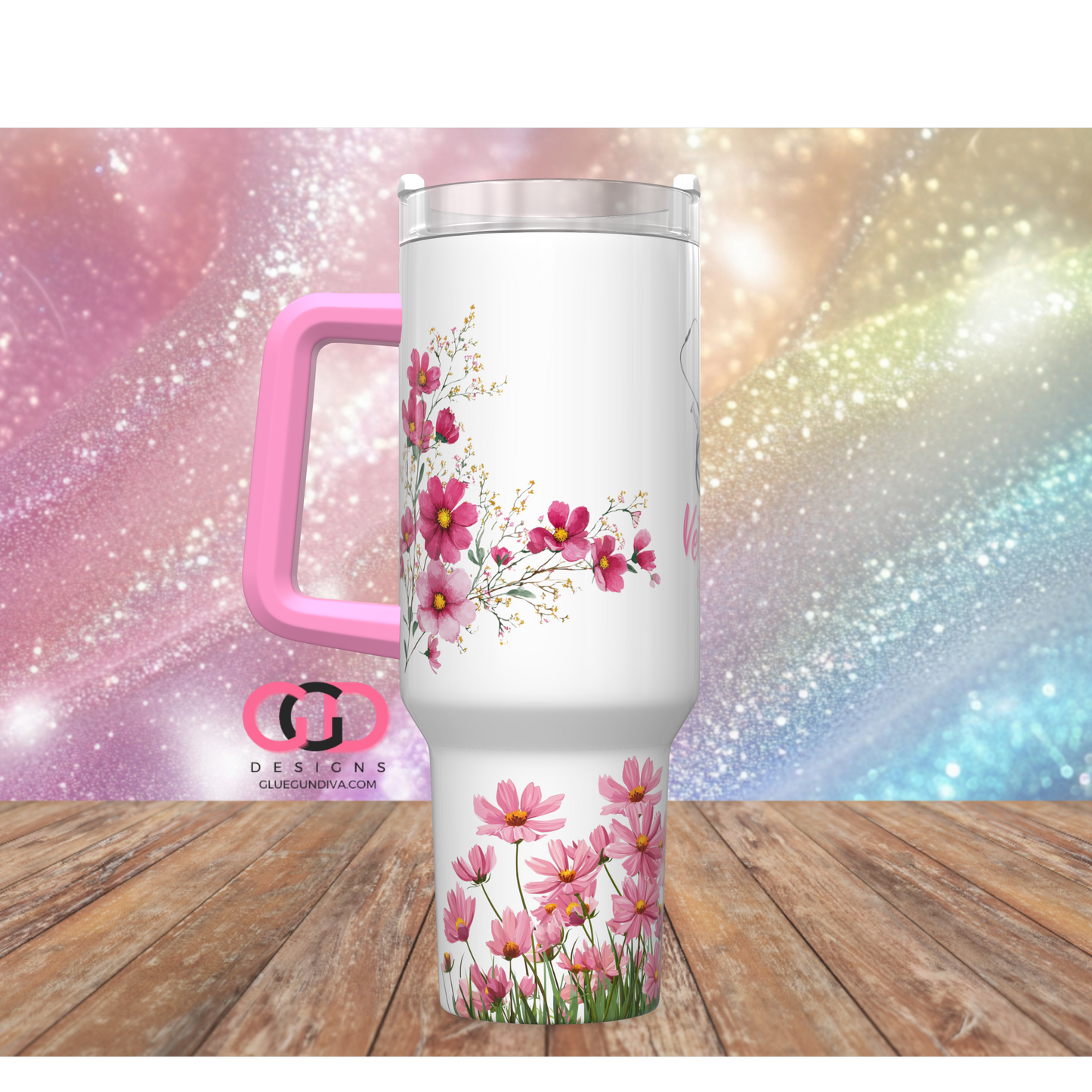 Vet Tech Floral -   Digital tumbler wrap for 40 oz tumbler