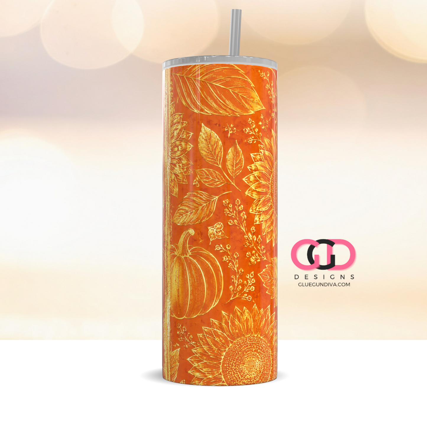 Foil Fall -   Digital tumbler wrap for 20 oz skinny straight tumbler