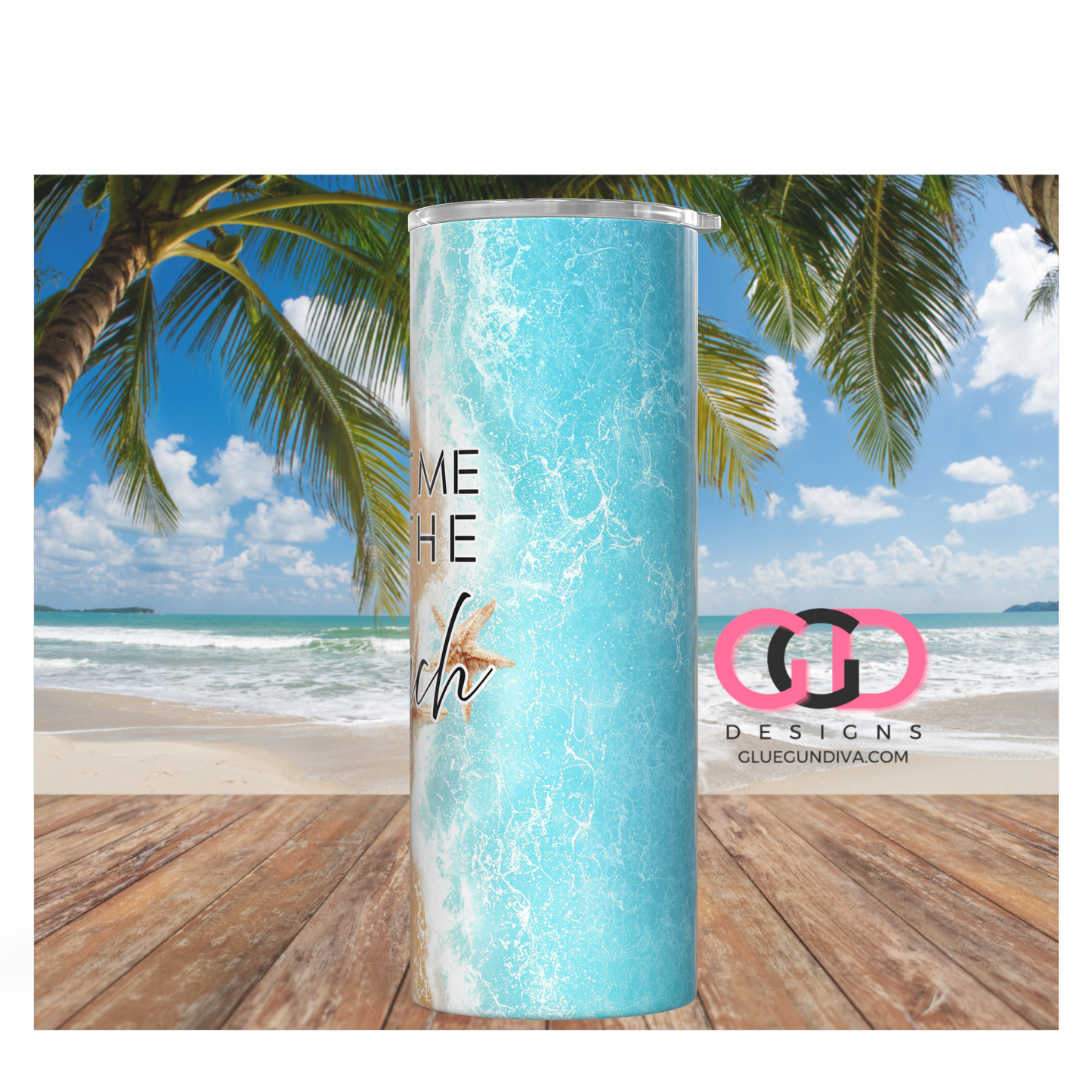 Meet Me At The Beach -  Digital tumbler wrap for 20 oz skinny straight tumbler