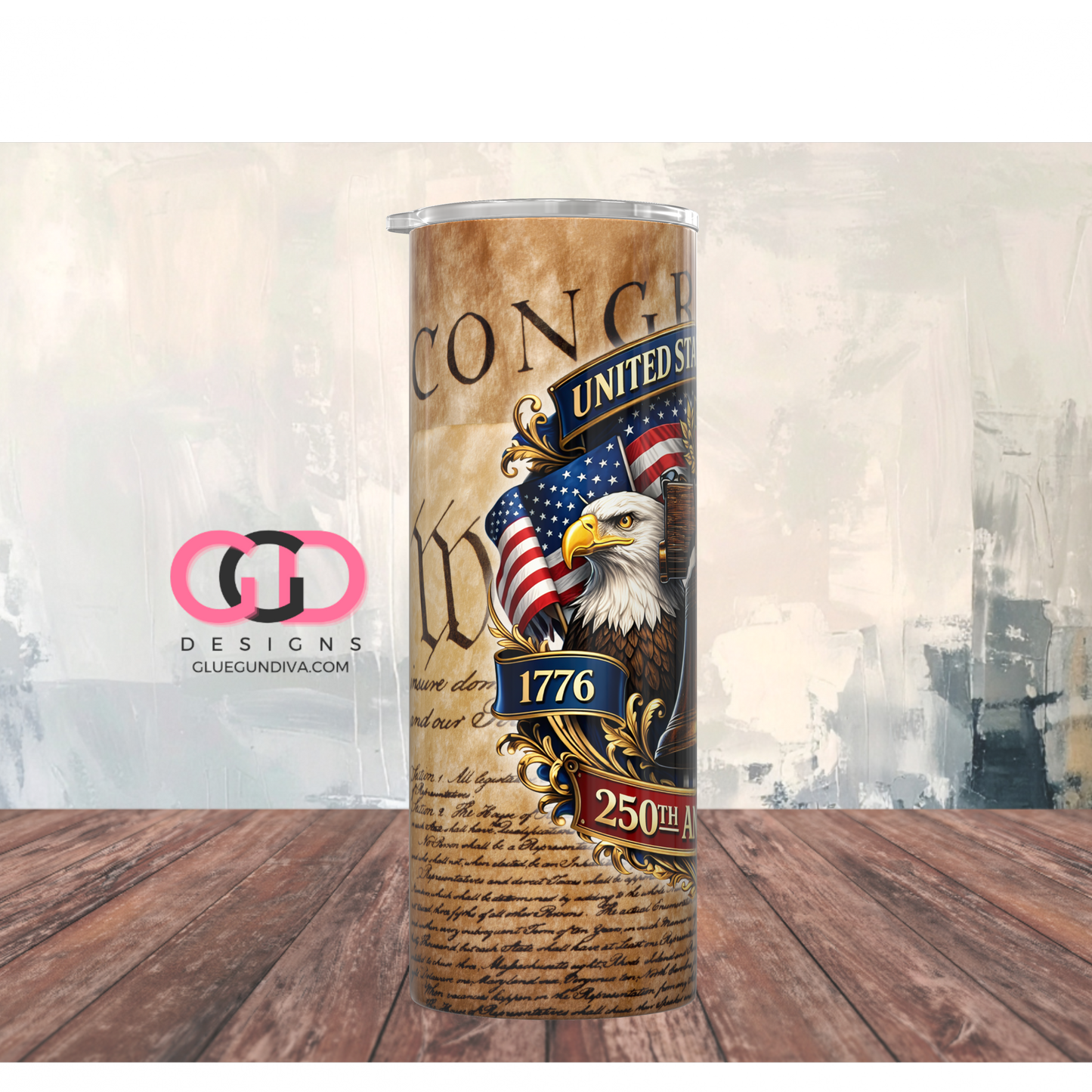 250th USA -   Digital tumbler wrap for 20 oz skinny straight tumbler