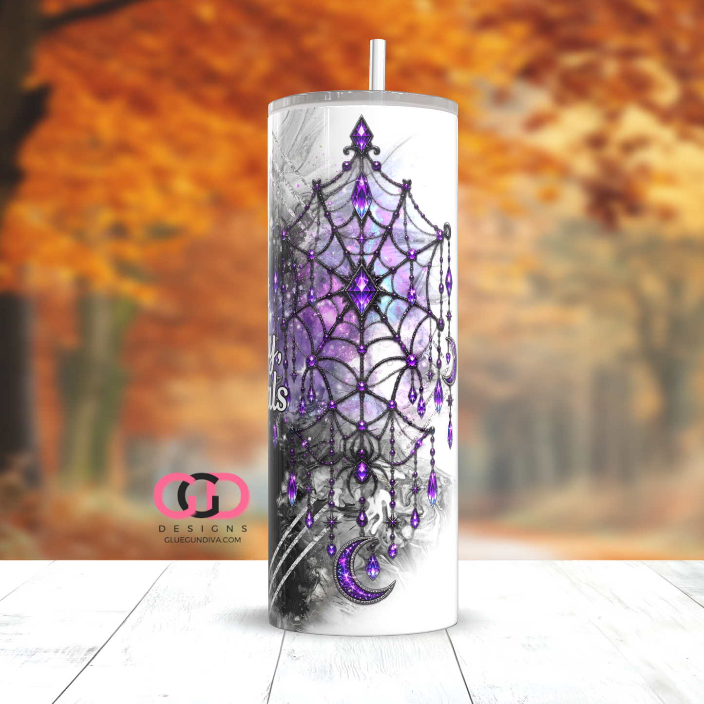 Not Today Mortals Black Hair -  Digital tumbler wrap for 20 oz skinny straight tumbler