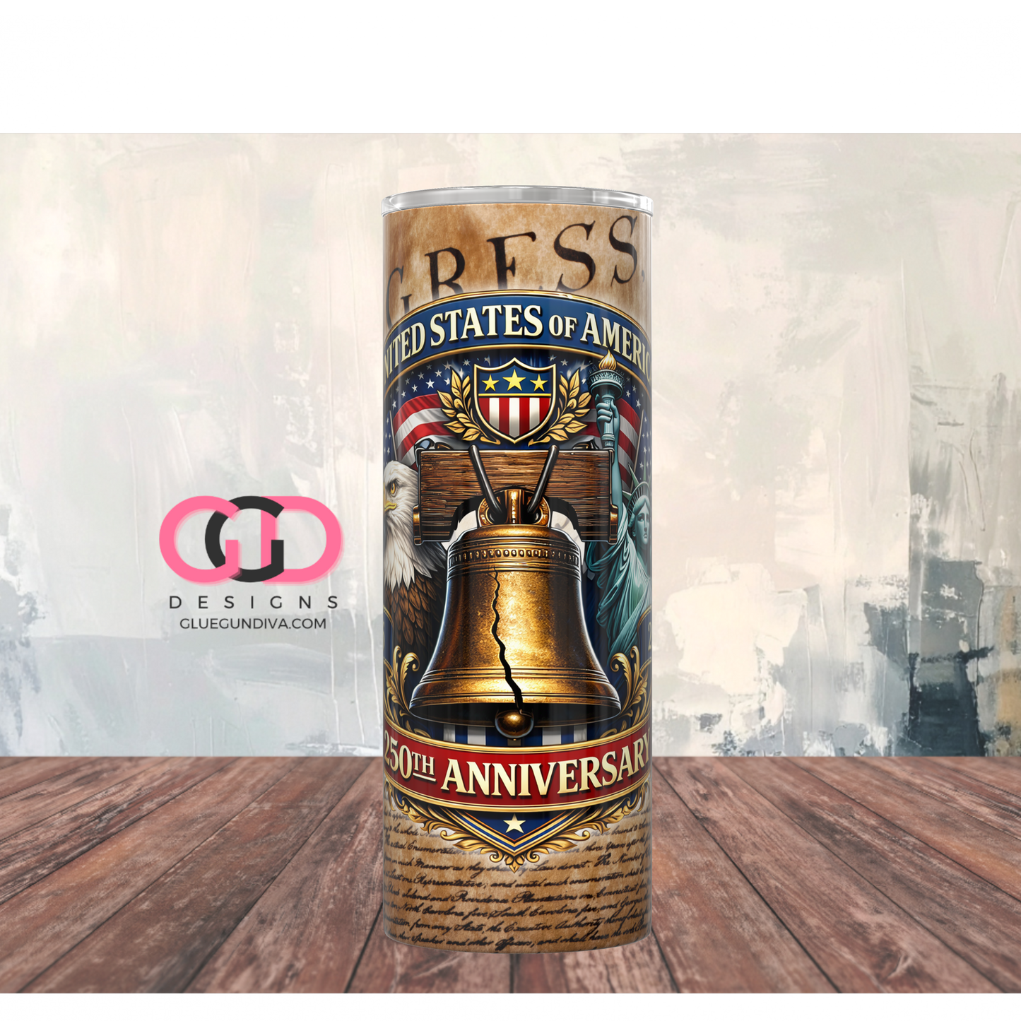250th USA -   Digital tumbler wrap for 20 oz skinny straight tumbler