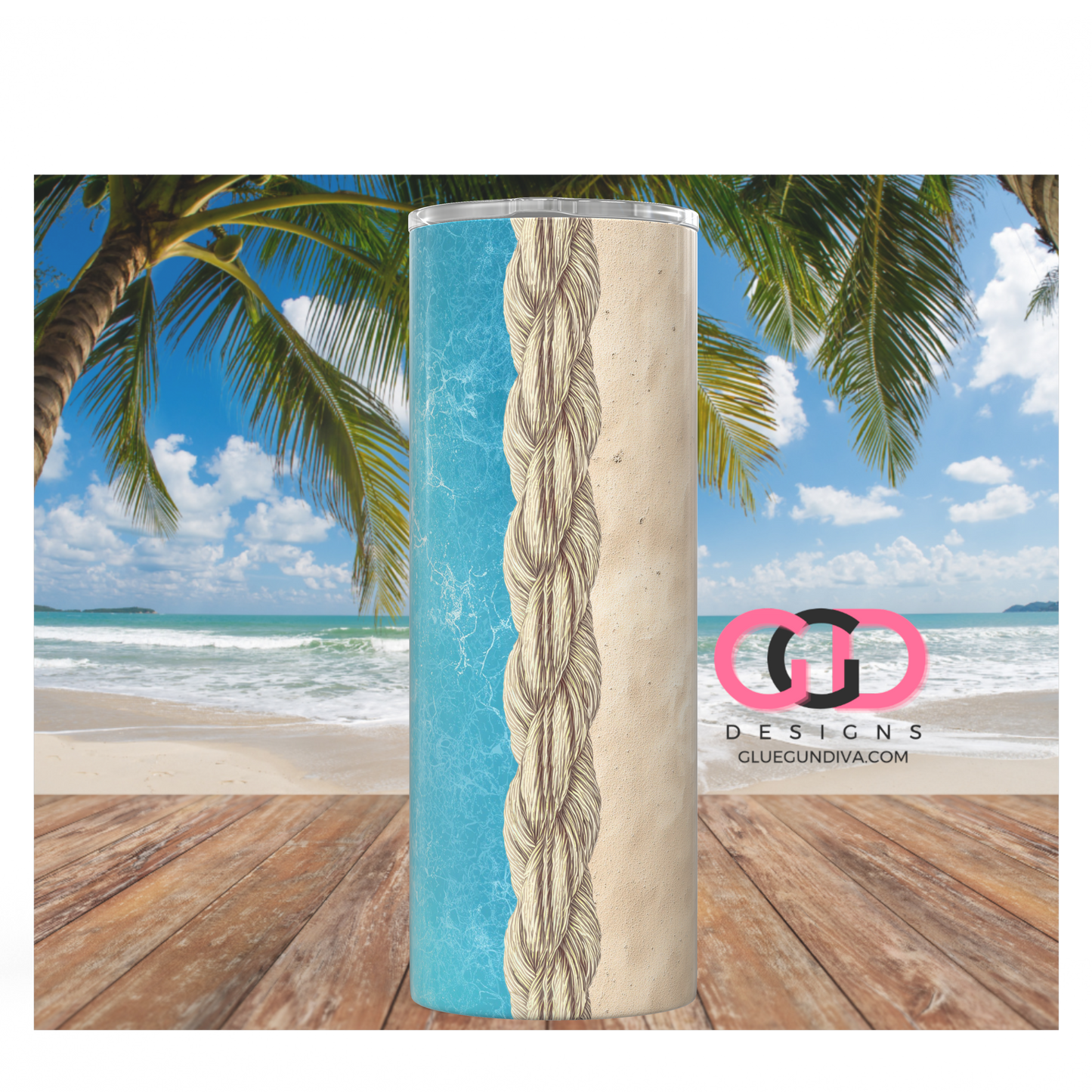 Meet Me At The Beach -  Digital tumbler wrap for 20 oz skinny straight tumbler