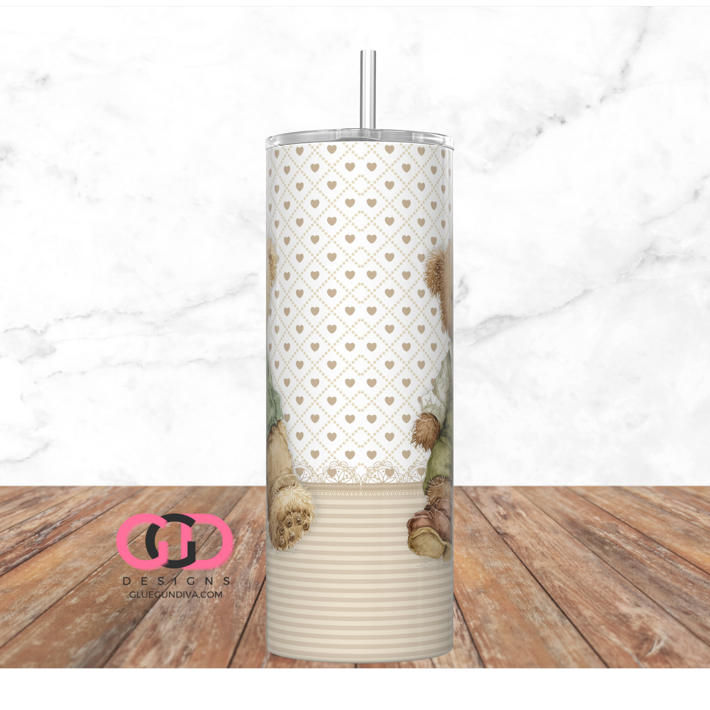 3 Boy Bears -  Digital tumbler wrap for 20 oz skinny straight tumbler