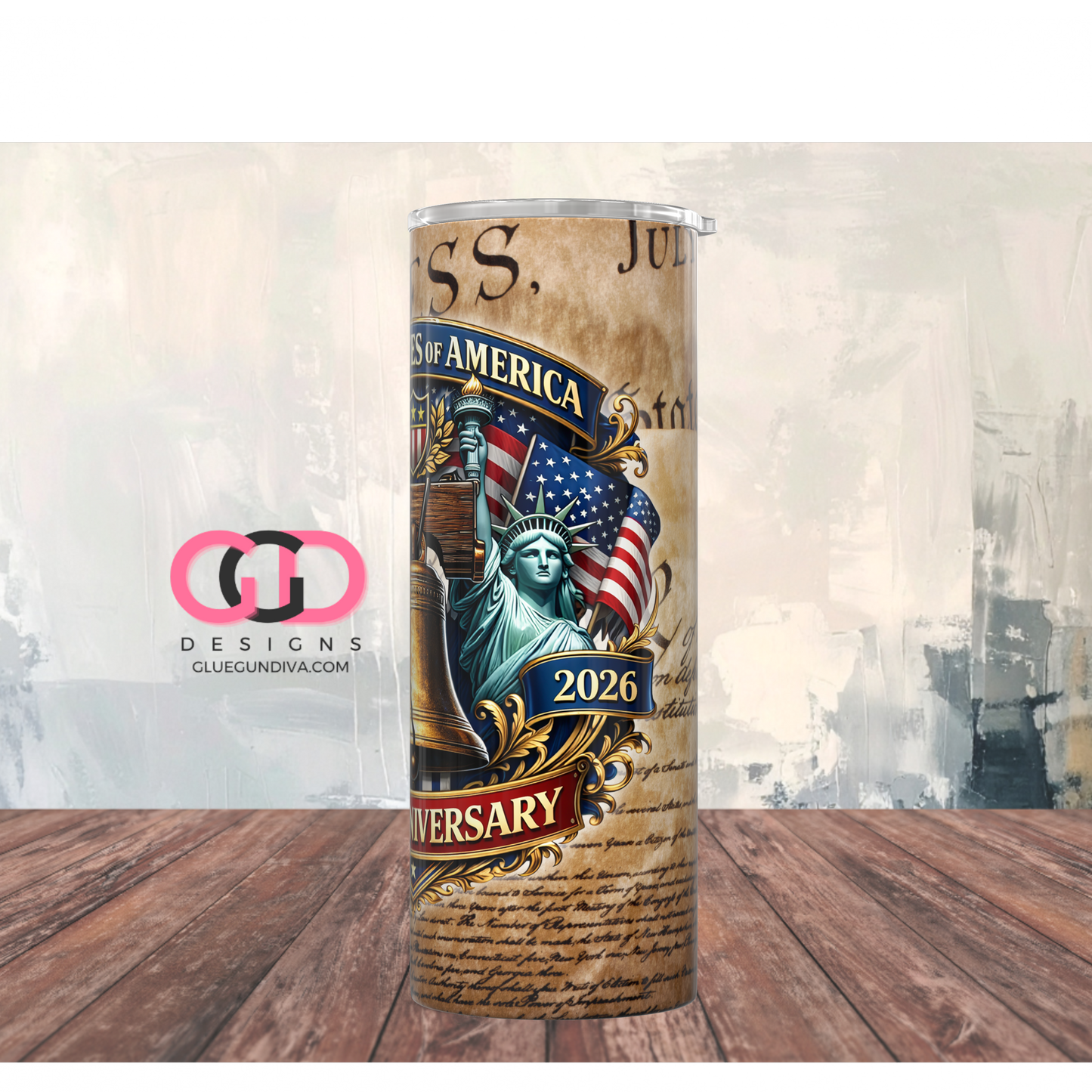 250th USA -   Digital tumbler wrap for 20 oz skinny straight tumbler
