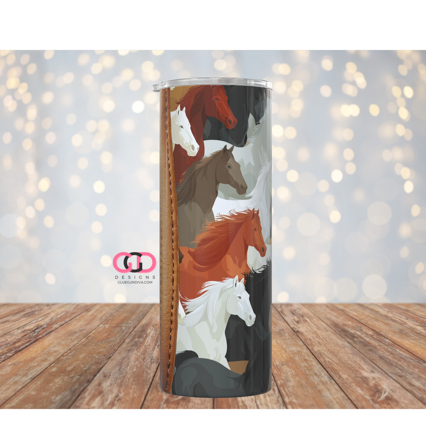 I love horses -   Digital tumbler wrap for 20 oz skinny straight tumbler