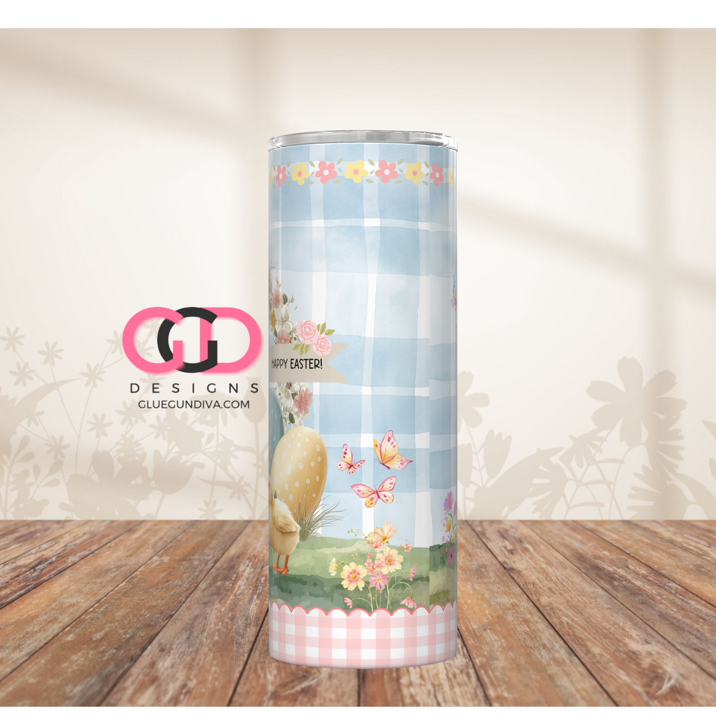 Bulldog Easter Puppy -  Digital tumbler wrap for 20 oz skinny straight tumbler