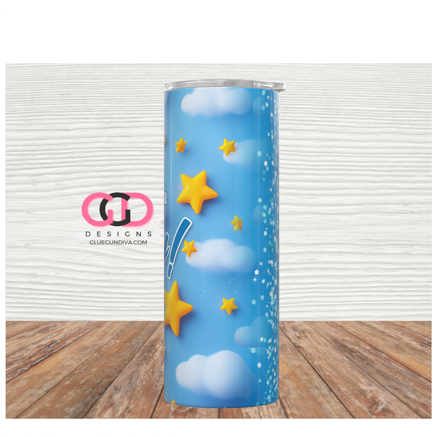 It's a Boy! Stars - Digital tumbler wrap for 20 oz skinny straight tumbler