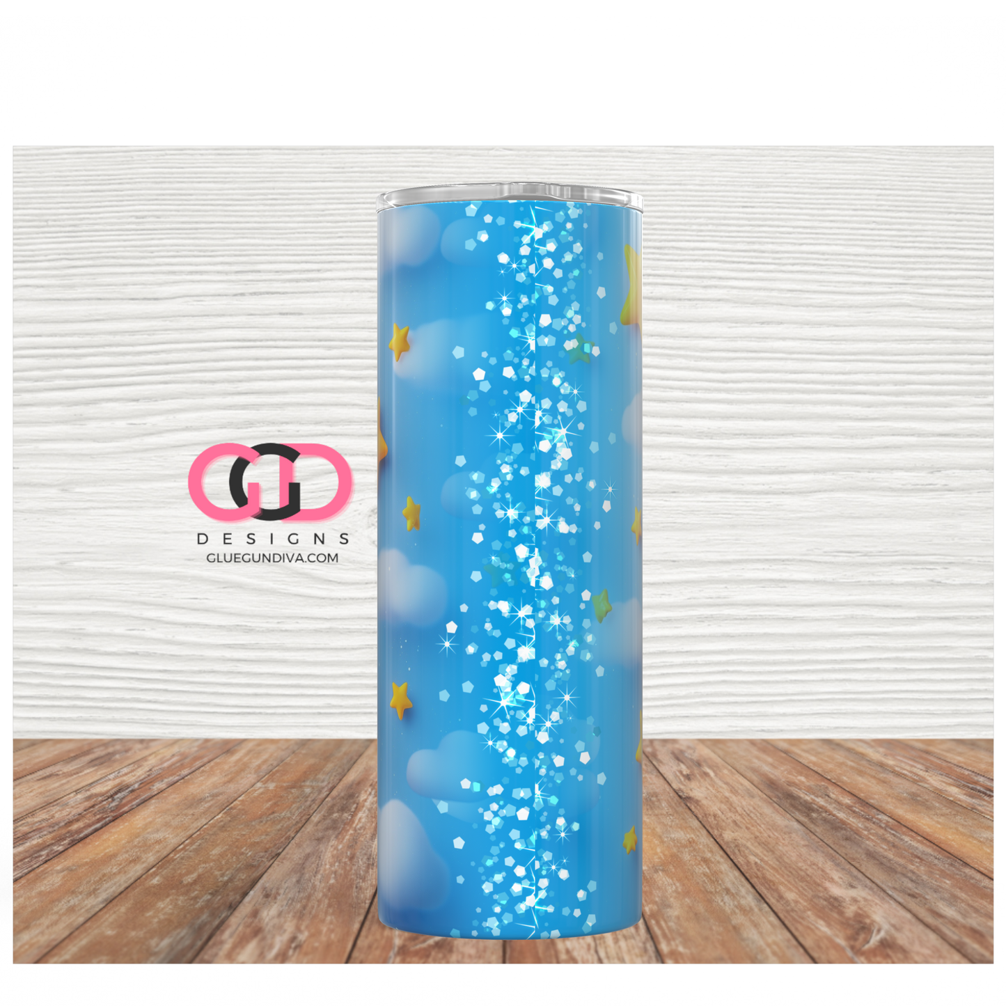 It's a Boy! Stars - Digital tumbler wrap for 20 oz skinny straight tumbler
