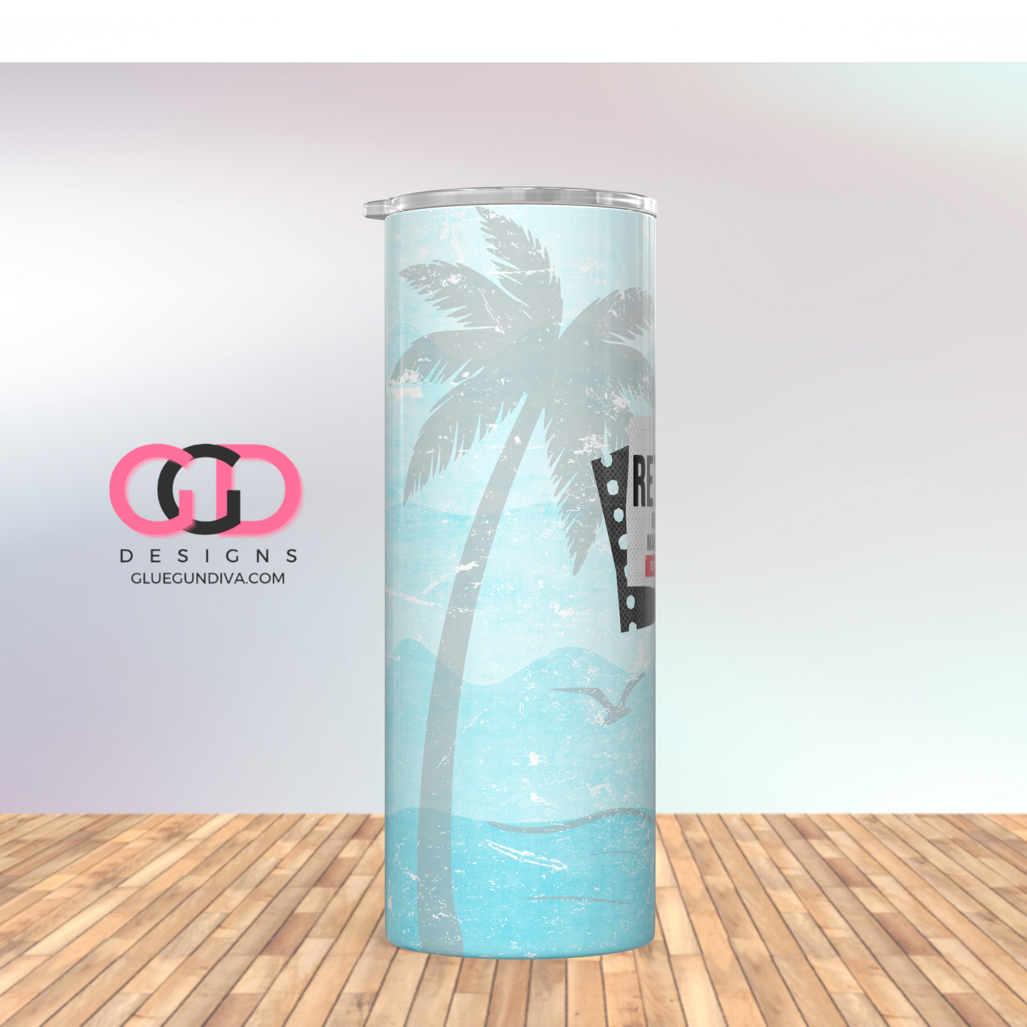 Retired Under New Management - Digital tumbler wrap for 20 oz skinny straight tumbler