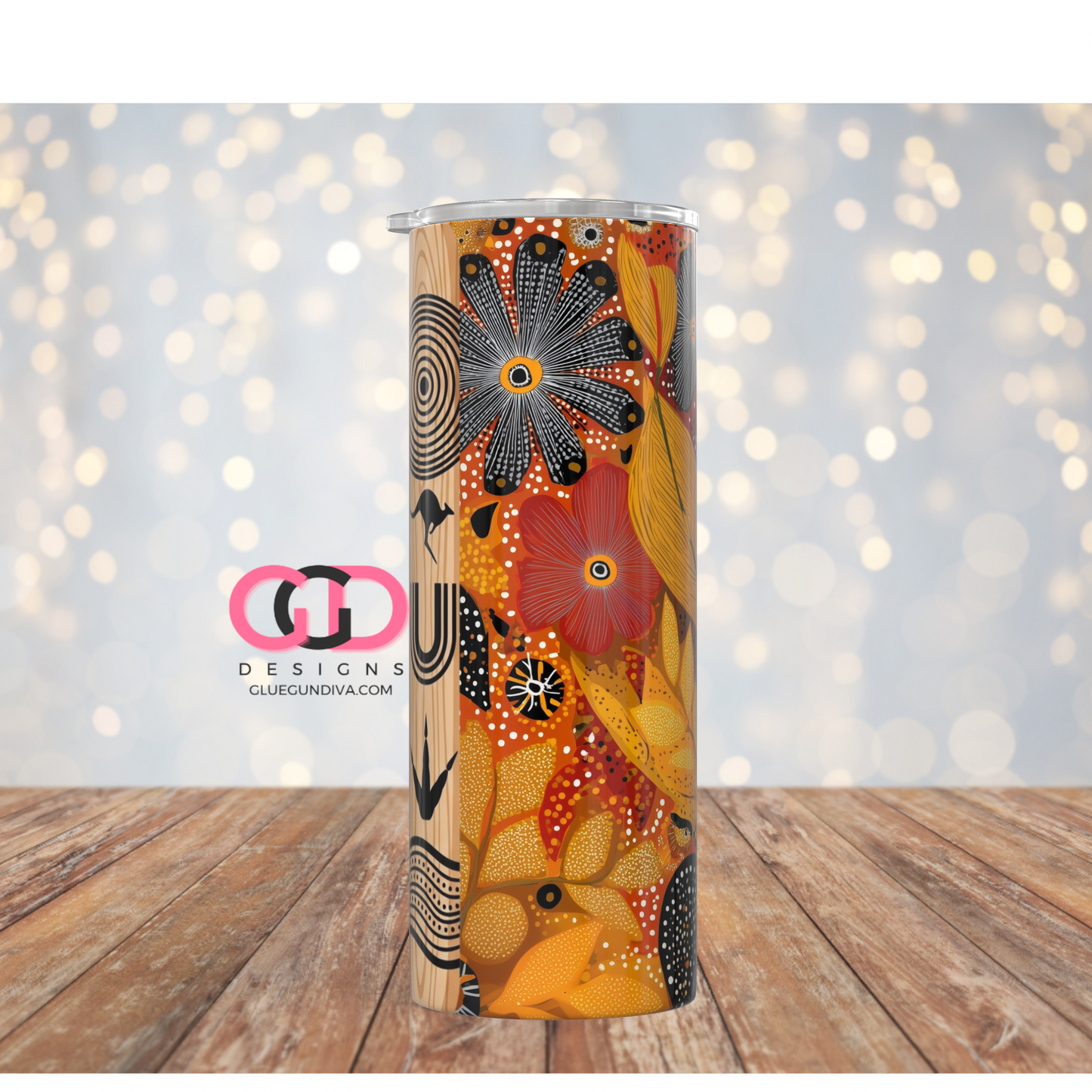 Australian Pattern -  Digital tumbler wrap for 20 oz skinny straight tumbler