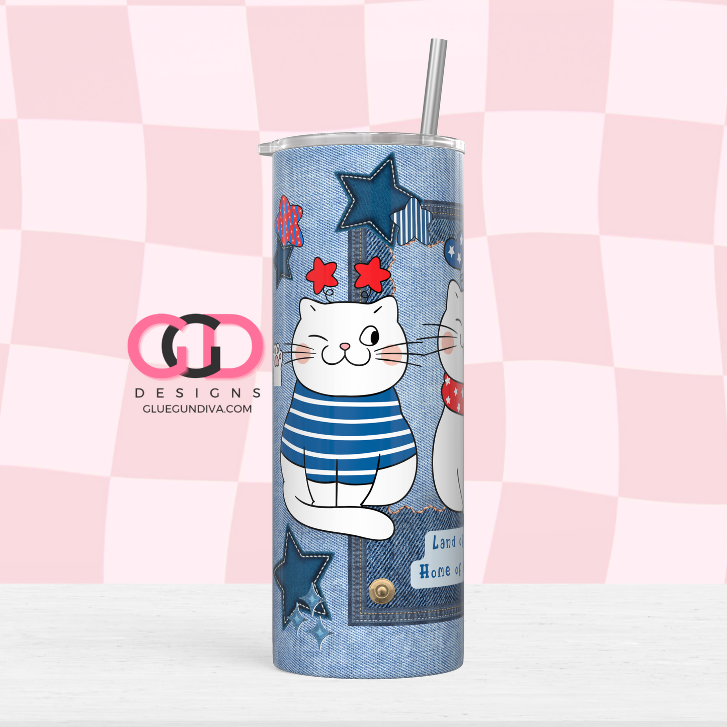 Home of the Meow -   Digital tumbler wrap for 20 oz skinny straight tumbler