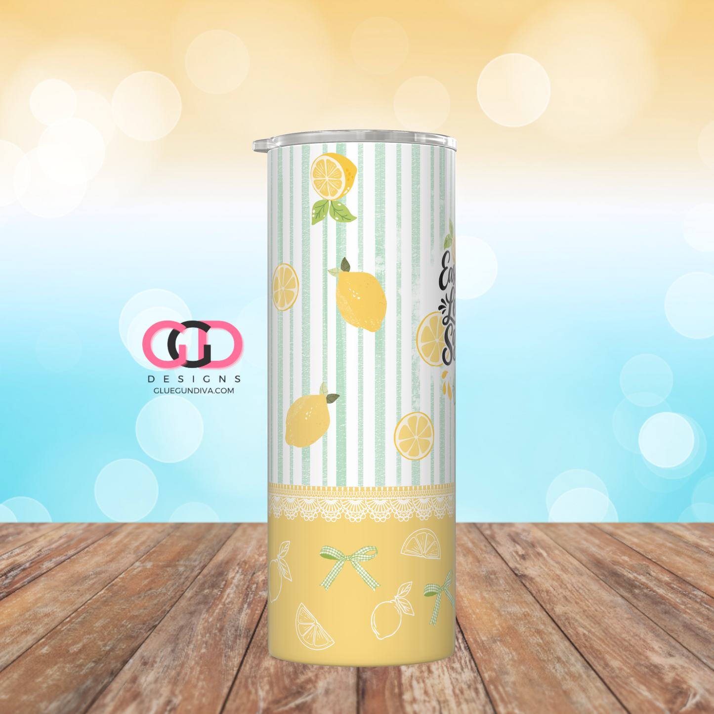 Easy Peasy Lemon Squeezy-  Digital tumbler wrap for 20 oz skinny straight tumbler
