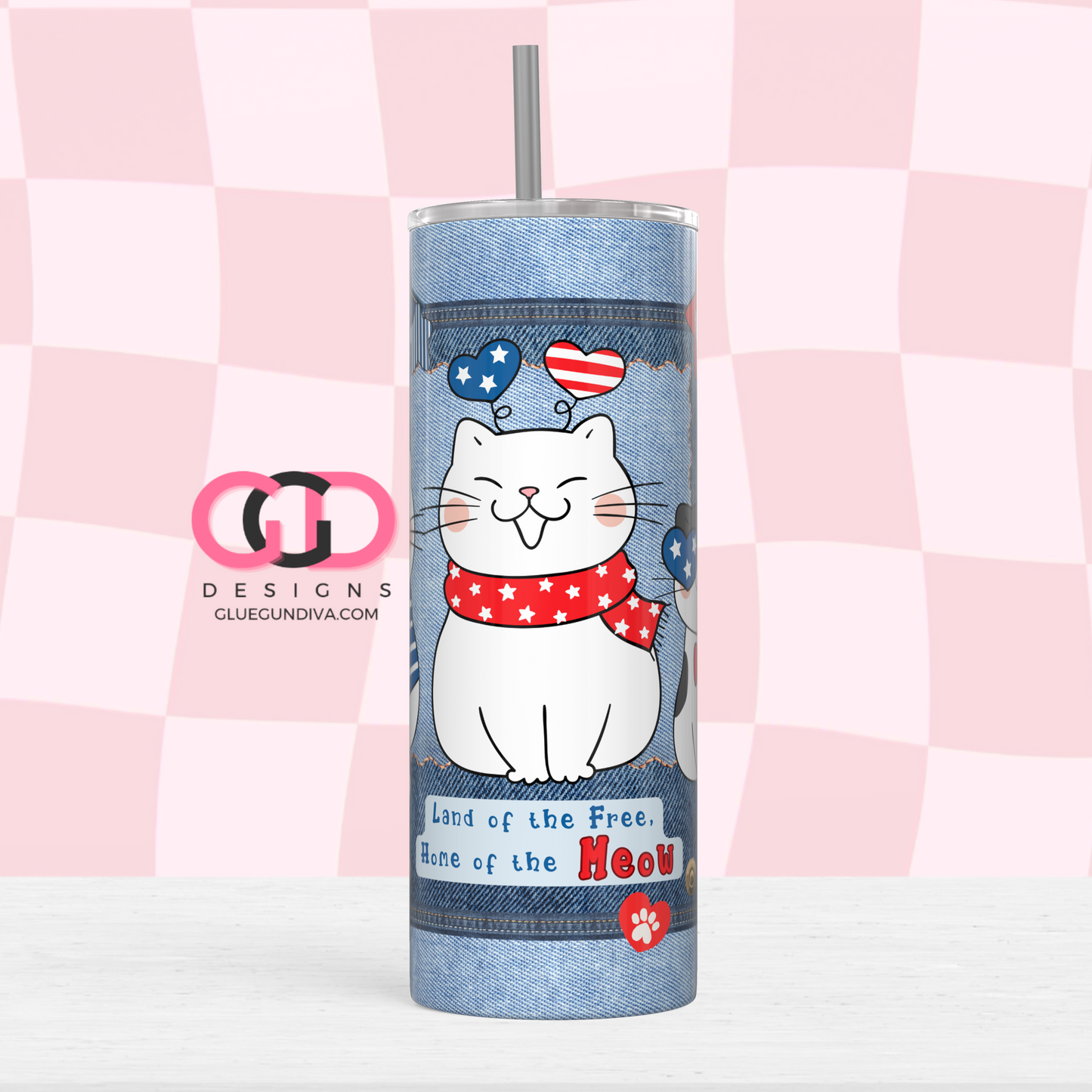 Home of the Meow -   Digital tumbler wrap for 20 oz skinny straight tumbler