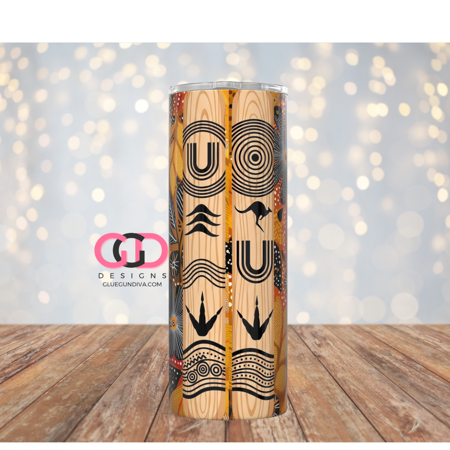 Australian Pattern -  Digital tumbler wrap for 20 oz skinny straight tumbler