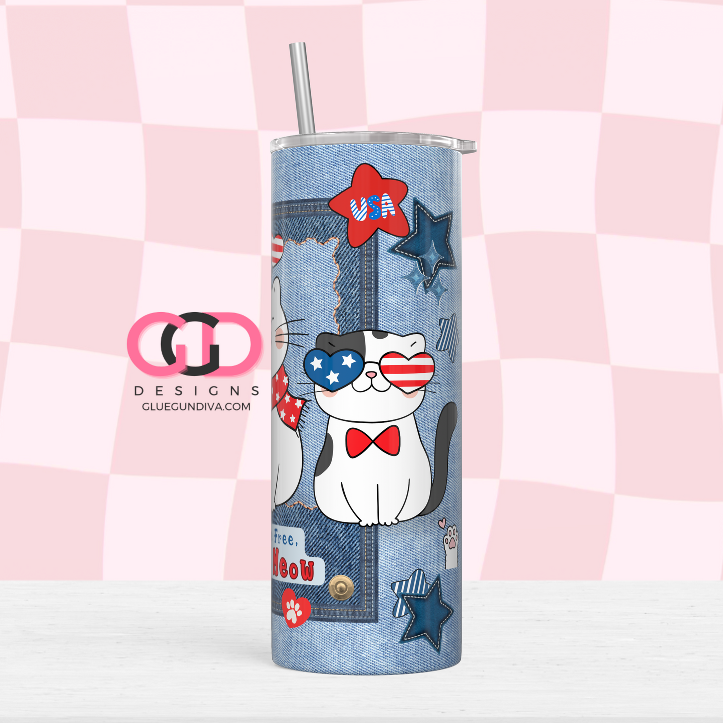 Home of the Meow -   Digital tumbler wrap for 20 oz skinny straight tumbler