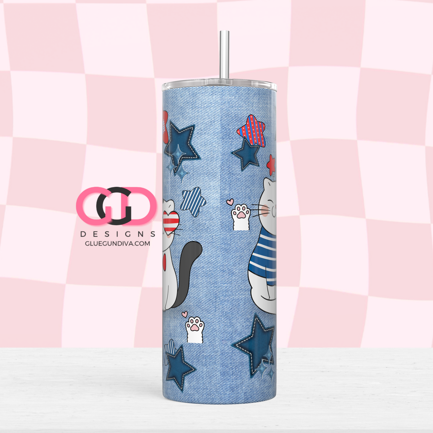 Home of the Meow -   Digital tumbler wrap for 20 oz skinny straight tumbler