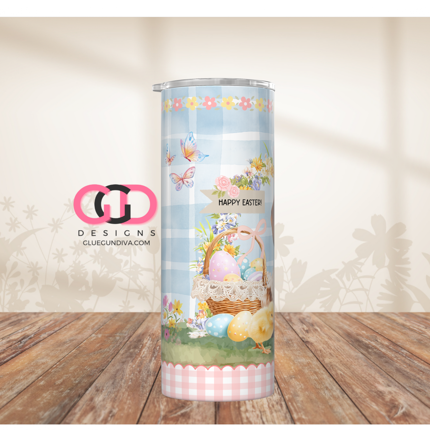 Dachshund Easter Puppy Brown -  Digital tumbler wrap for 20 oz skinny straight tumbler