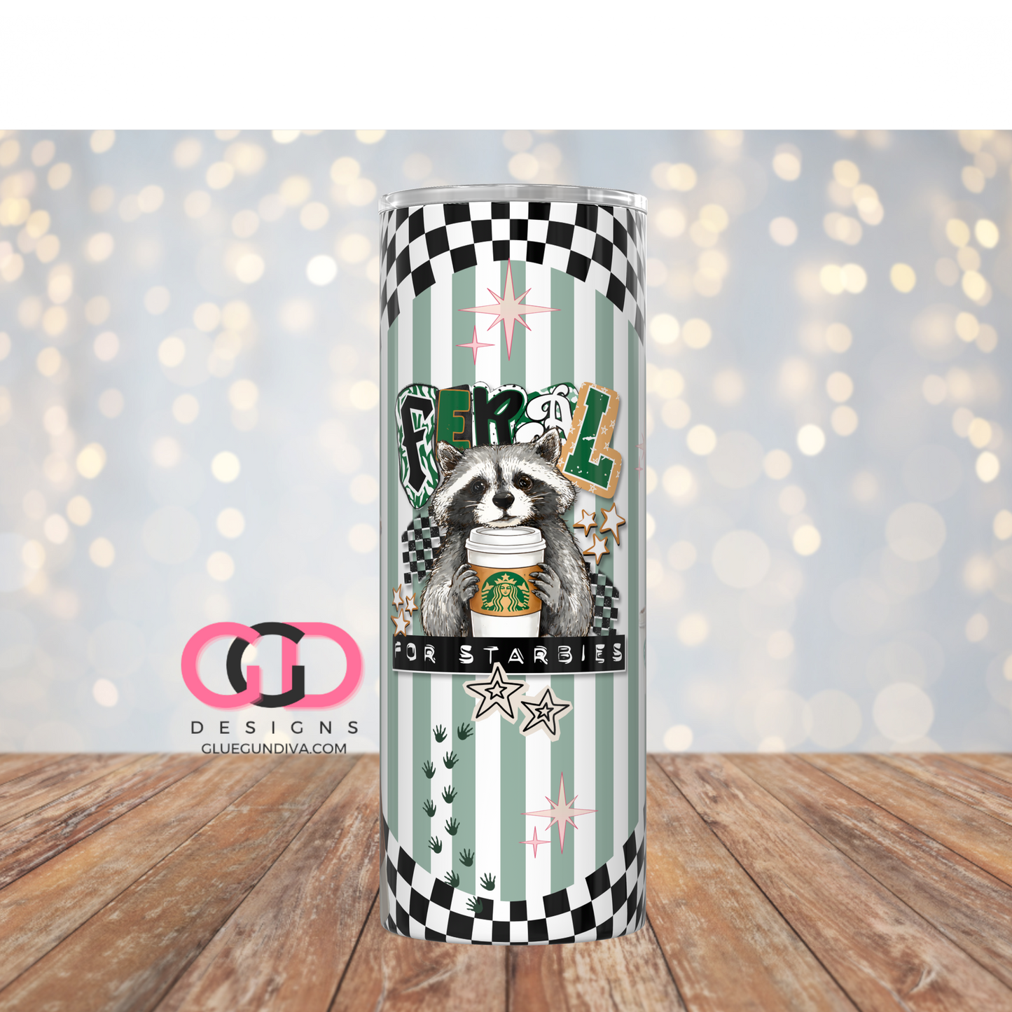 Feral for Starbies -  Digital tumbler wrap for 20 oz skinny straight tumbler