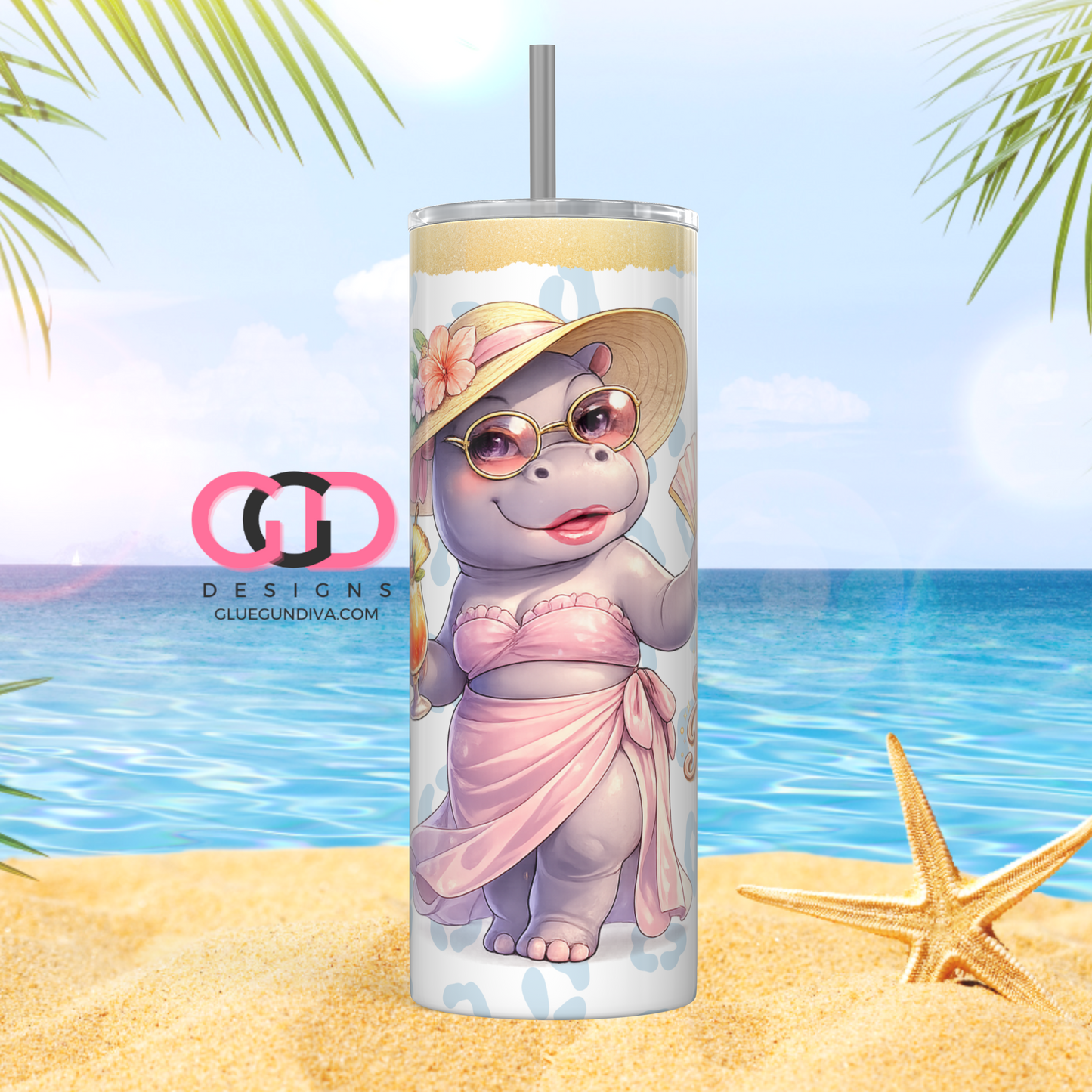 Sippin Pretty-   Digital tumbler wrap for 20 oz skinny straight tumbler