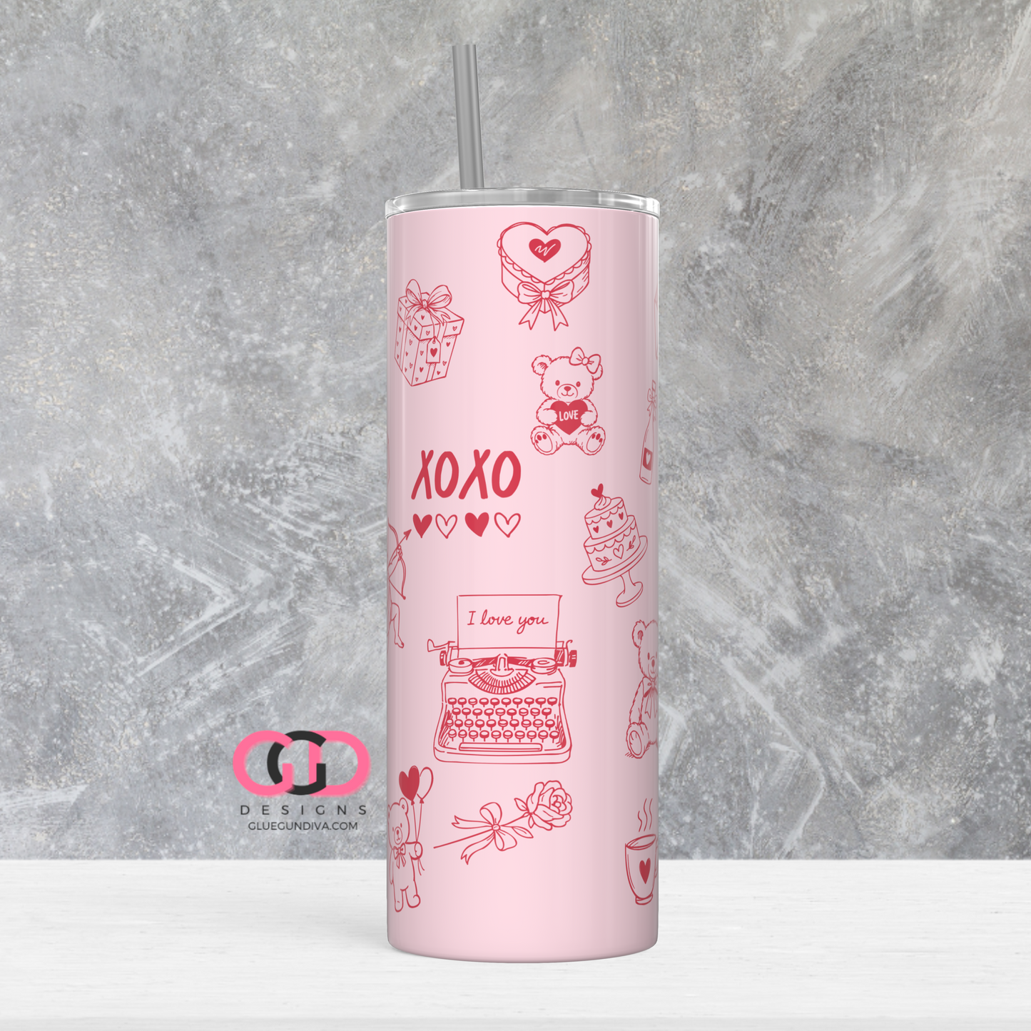 Valentine Icons -   Digital tumbler wrap for 20 oz skinny straight tumbler