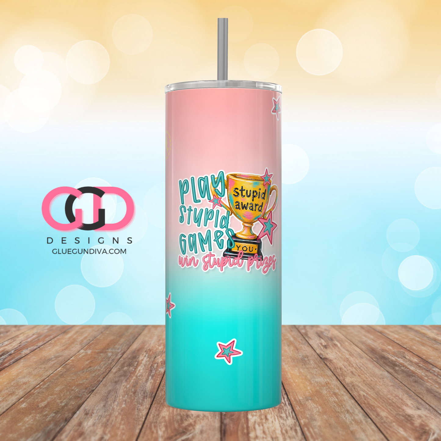 Win stupid Prizes -Digital tumbler wrap for 20 oz skinny straight tumbler