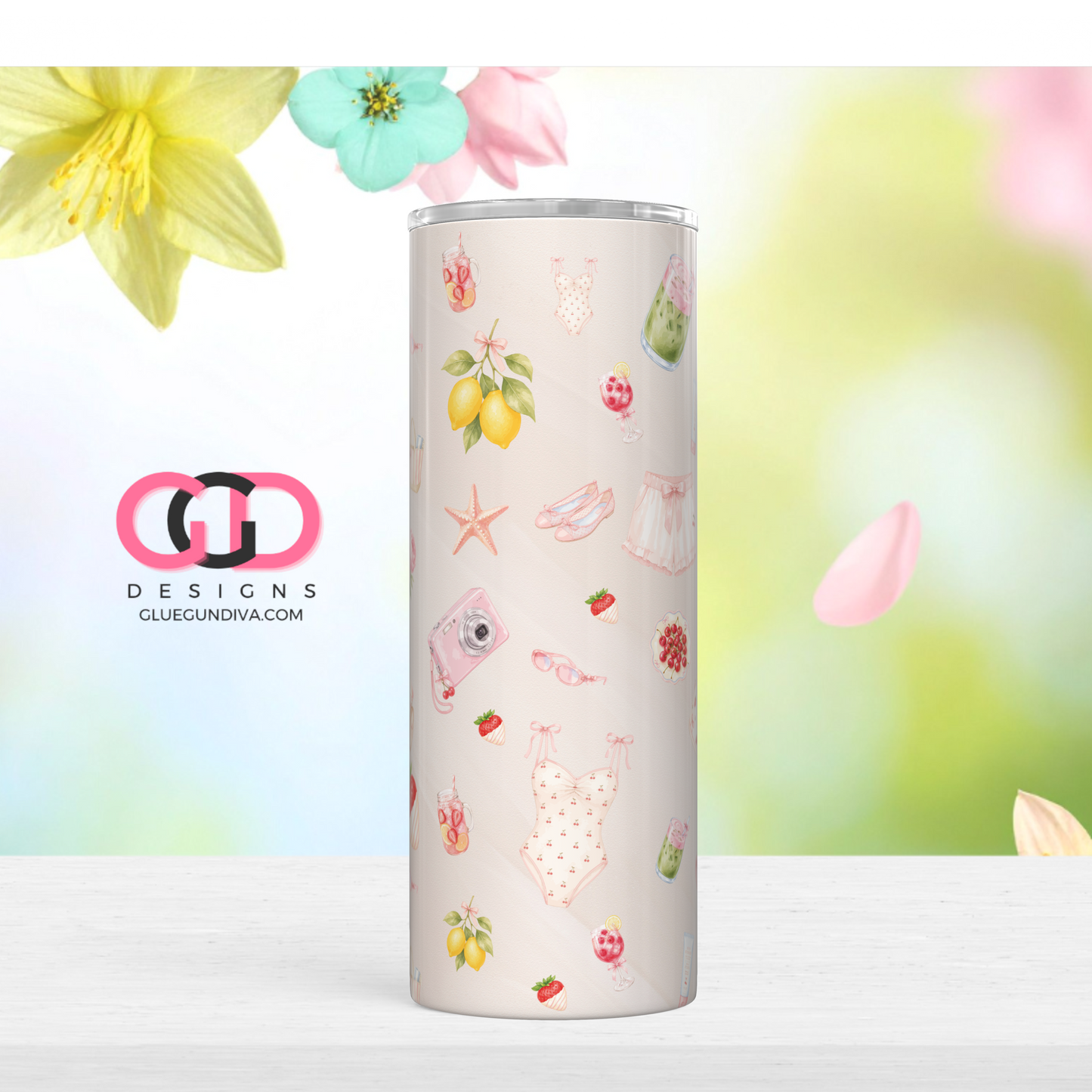 Soft Summer -  Digital tumbler wrap for 20 oz skinny straight tumbler