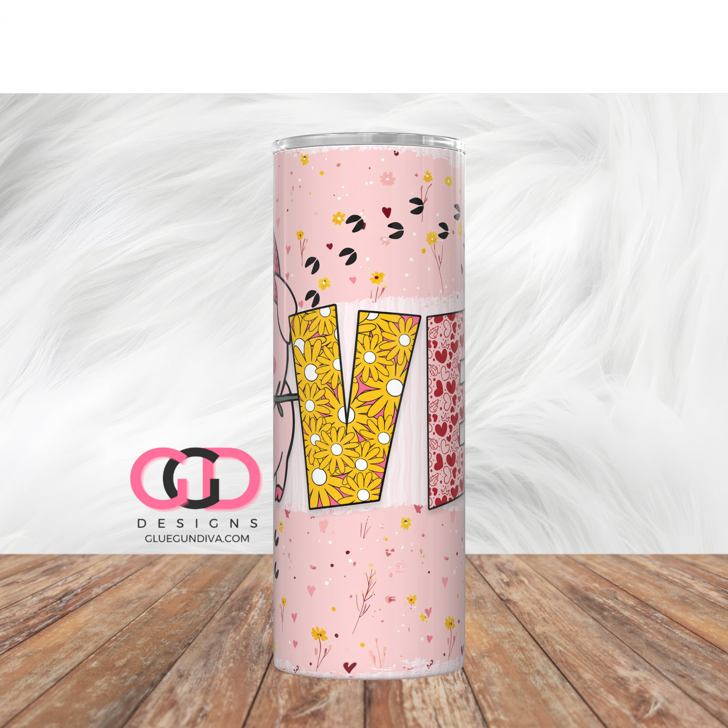 Piggy Love - Digital tumbler wrap for 20 oz skinny straight tumbler