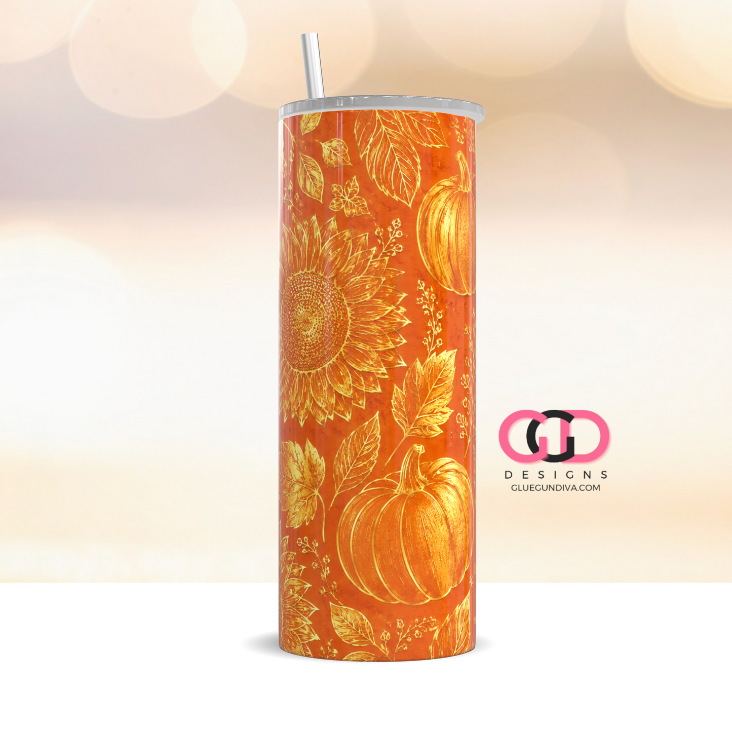 Foil Fall -   Digital tumbler wrap for 20 oz skinny straight tumbler