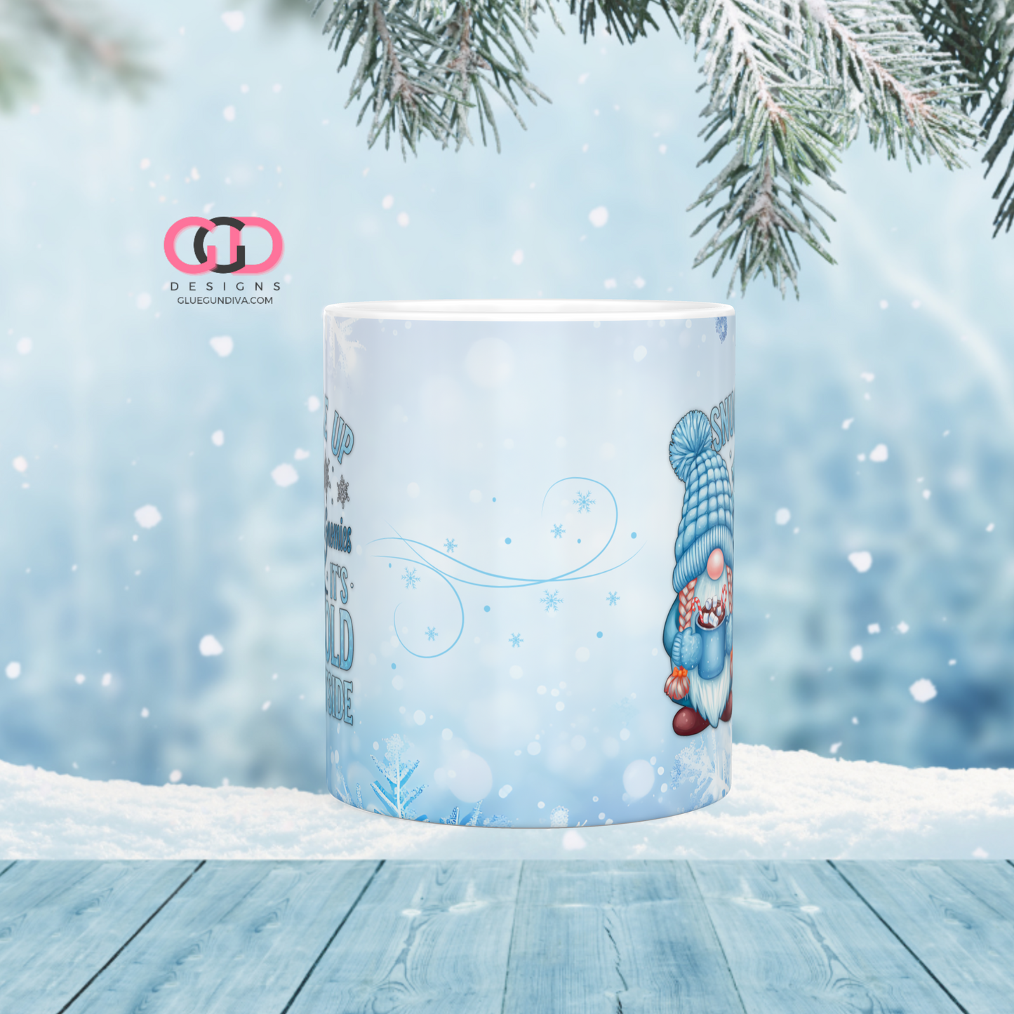 Snuggle Up  Gnomies - Digital mug wrap for 11 and 15 oz