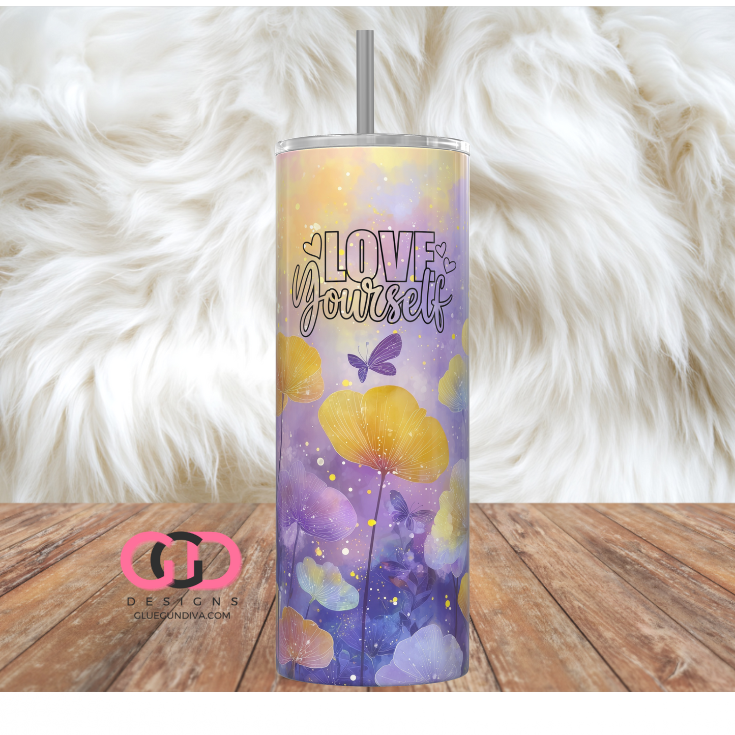 Love Yourself -   Digital tumbler wrap for 20 oz skinny straight tumbler