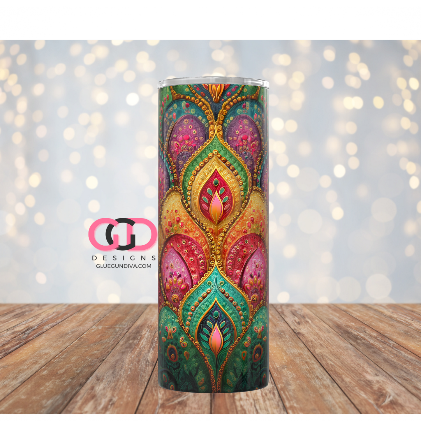 Indian Pattern -  Digital tumbler wrap for 20 oz skinny straight tumbler