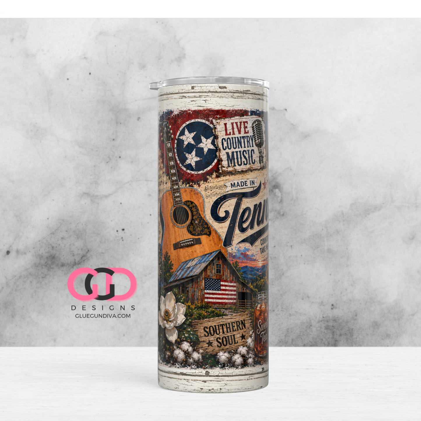 Vintage Tennessee Collage -   Digital tumbler wrap for 20 oz skinny straight tumbler