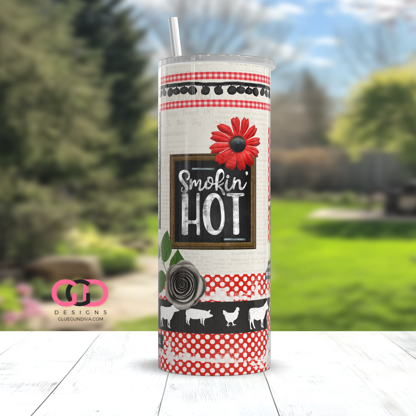 Smokin Hot BBQ -  Digital tumbler wrap for 20 oz skinny straight tumbler