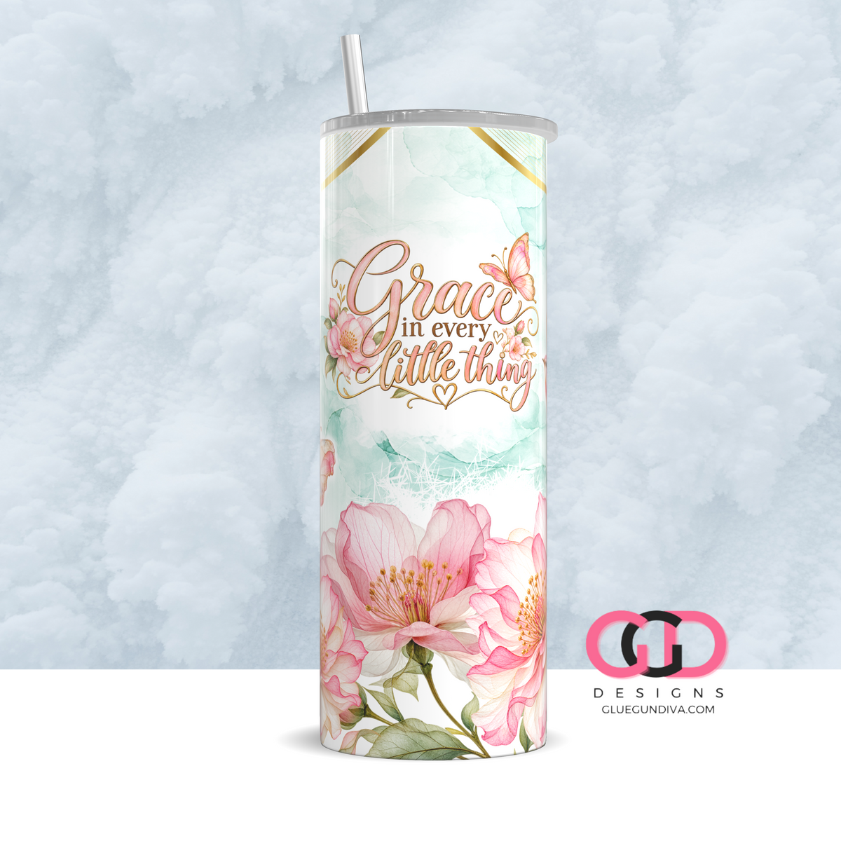 Grace in Every Little Thing -Digital tumbler wrap for 20 oz skinny straight tumbler