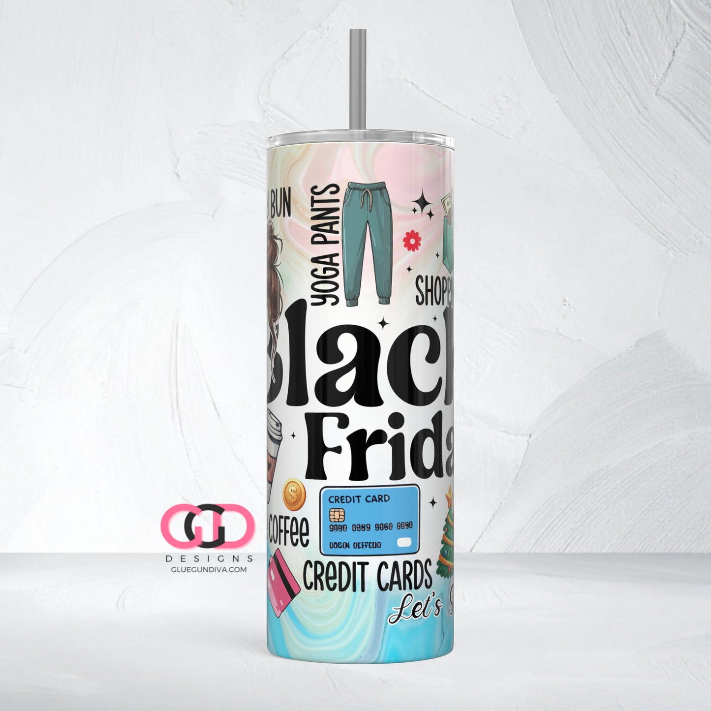 Black Friday Let's Shop - Digital tumbler wrap for 20 oz skinny straight tumbler