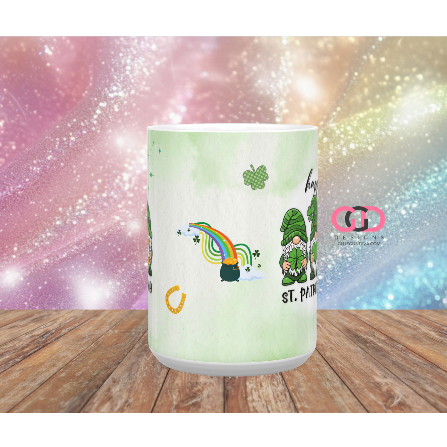 Happy St Patrick's Day Gnomes - Digital mug wrap for 11 and 15 oz