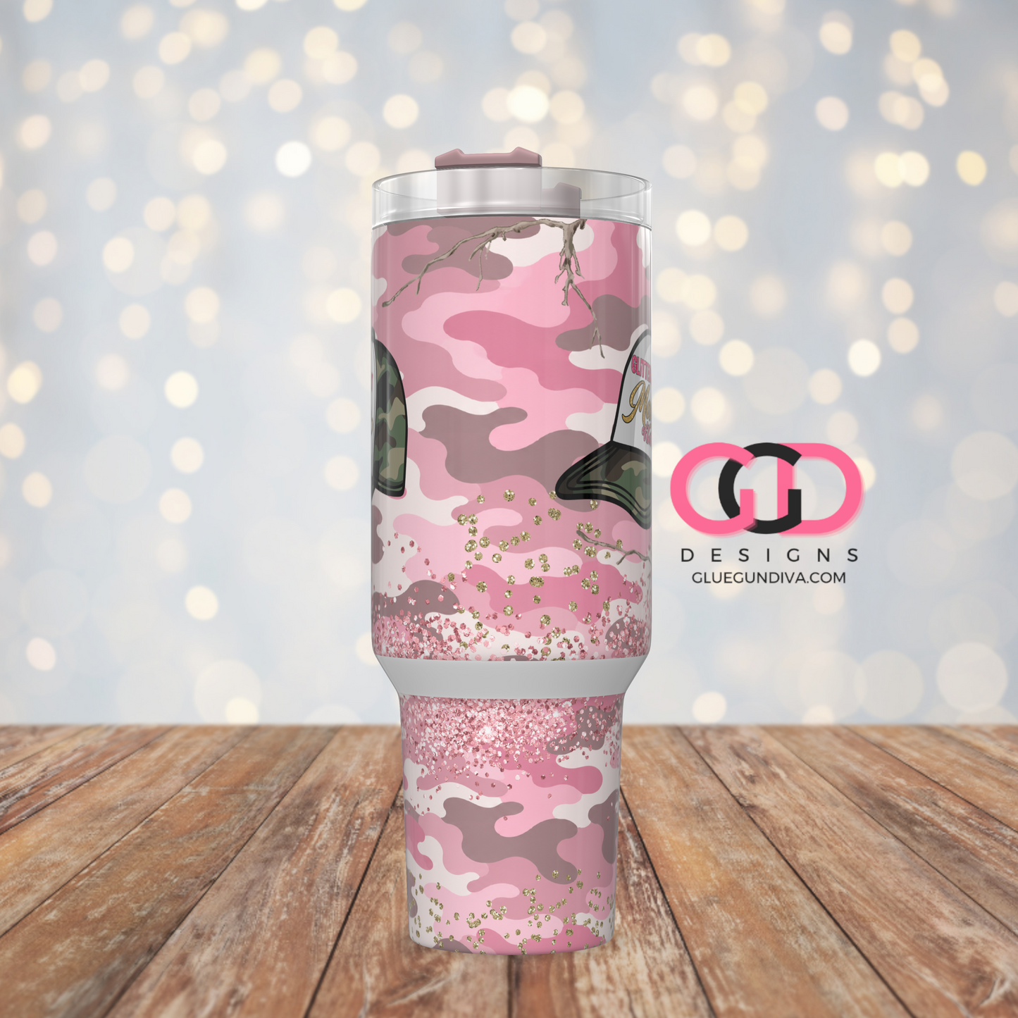 Camo Glitter and Dirt -  Digital tumbler wrap for 40 oz tumbler