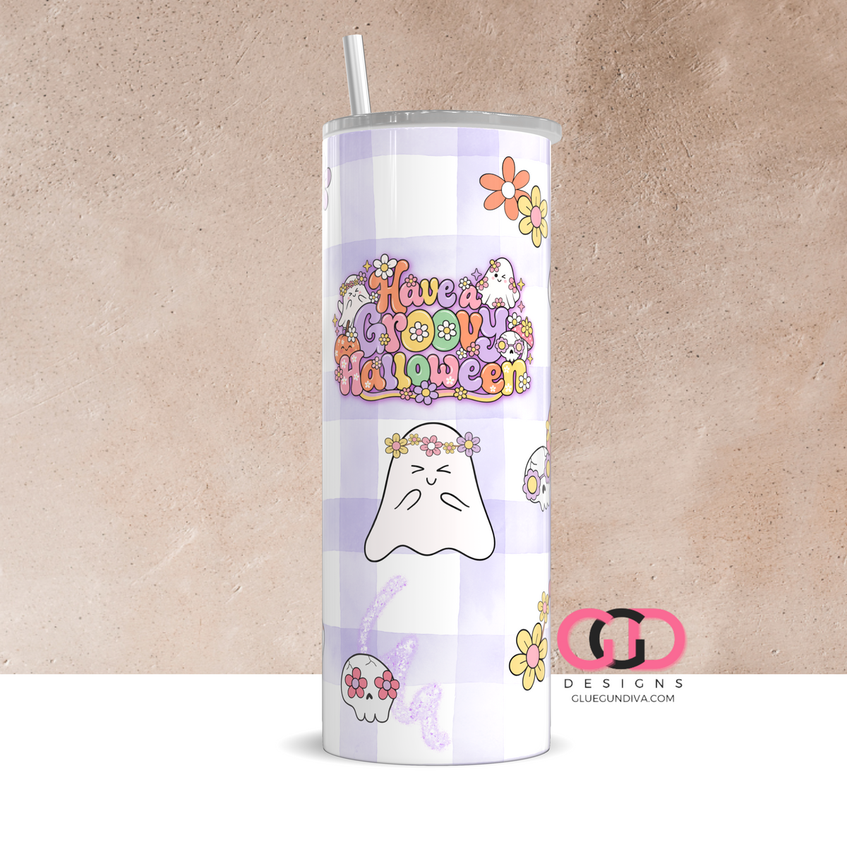 Have a Groovy Halloween -  Digital tumbler wrap for 20 oz skinny straight tumbler