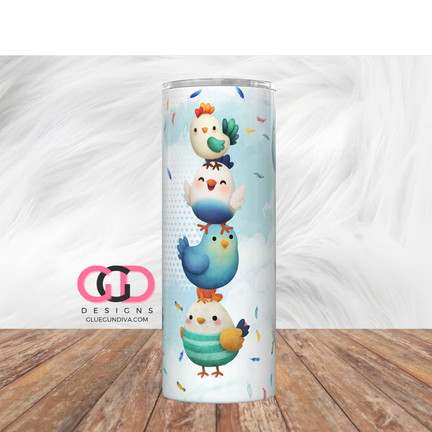 Chicken Fun -   Digital tumbler wrap for 20 oz skinny straight tumbler