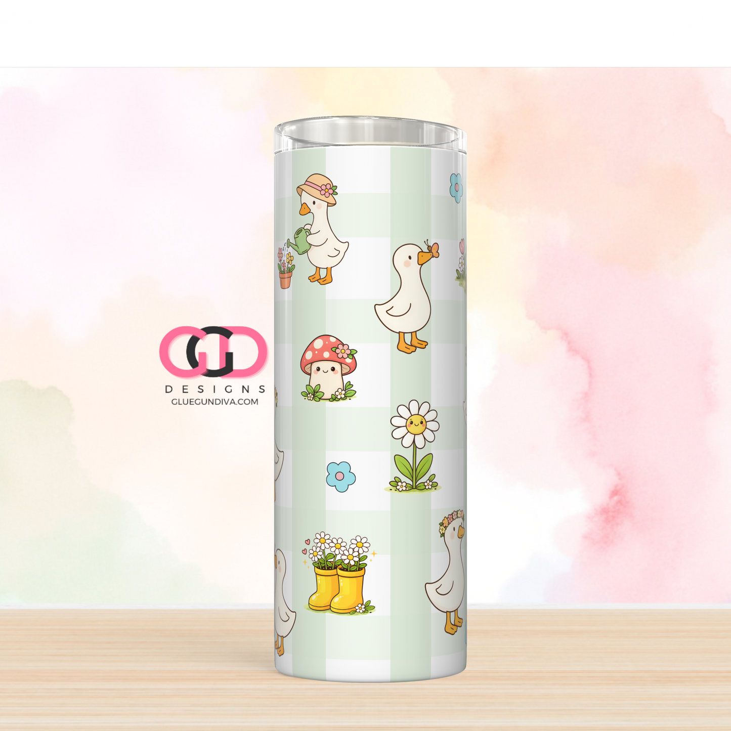 Spring Silly Goose -   Digital tumbler wrap for 20 oz skinny straight tumbler