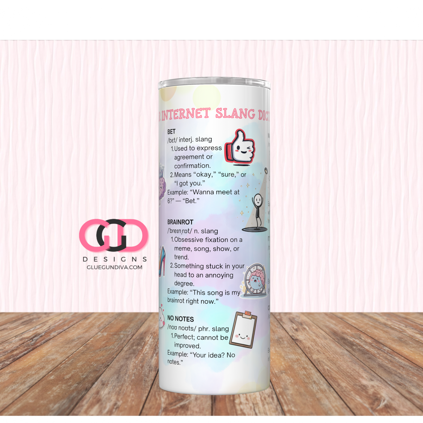 Popular Internet Slang Dictionary -Digital tumbler wrap for 20 oz skinny straight tumbler